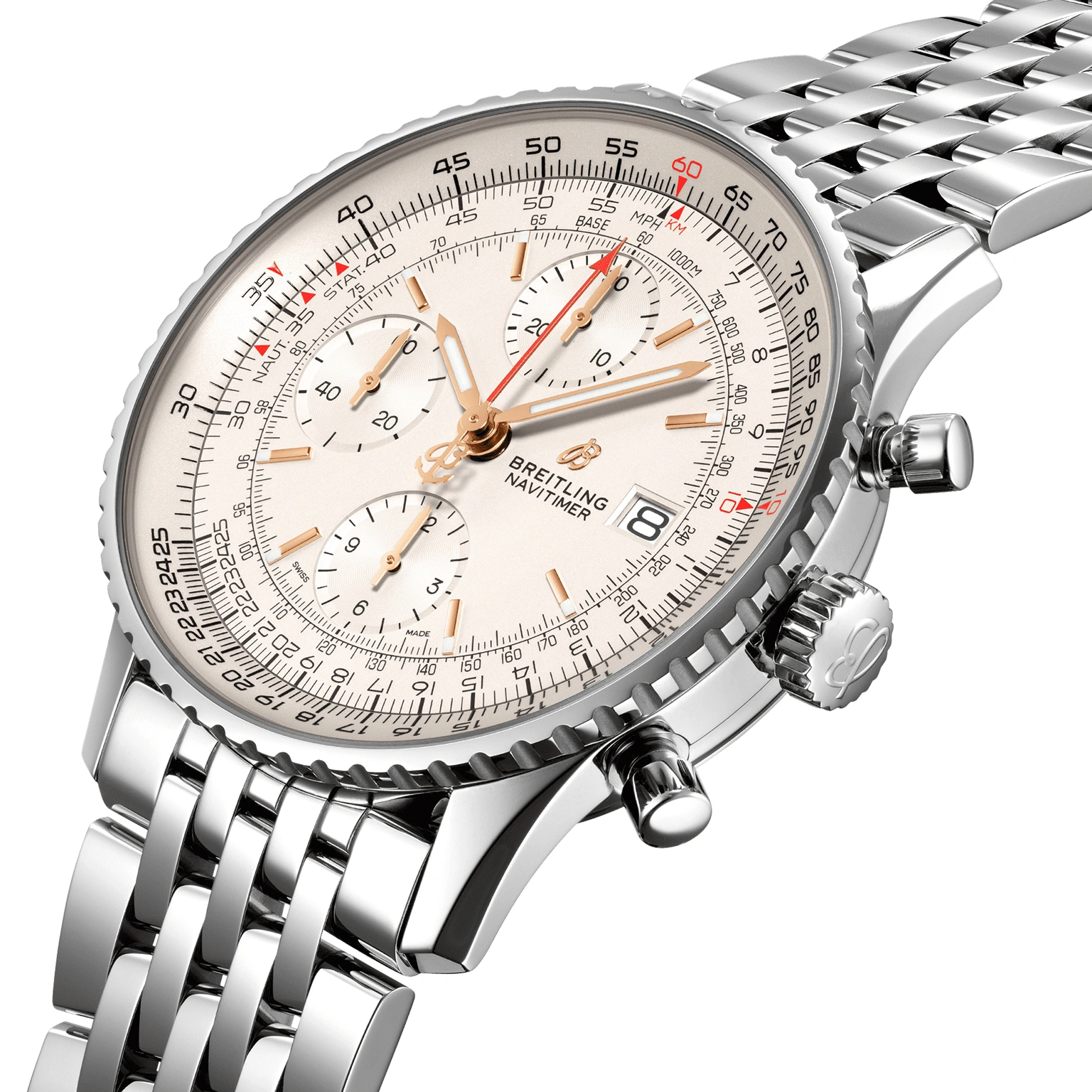 MIROTIME 1016 Swiss Breitling Navitimer 1 Chronograph 41 Steel Pilot A13324121G1A1